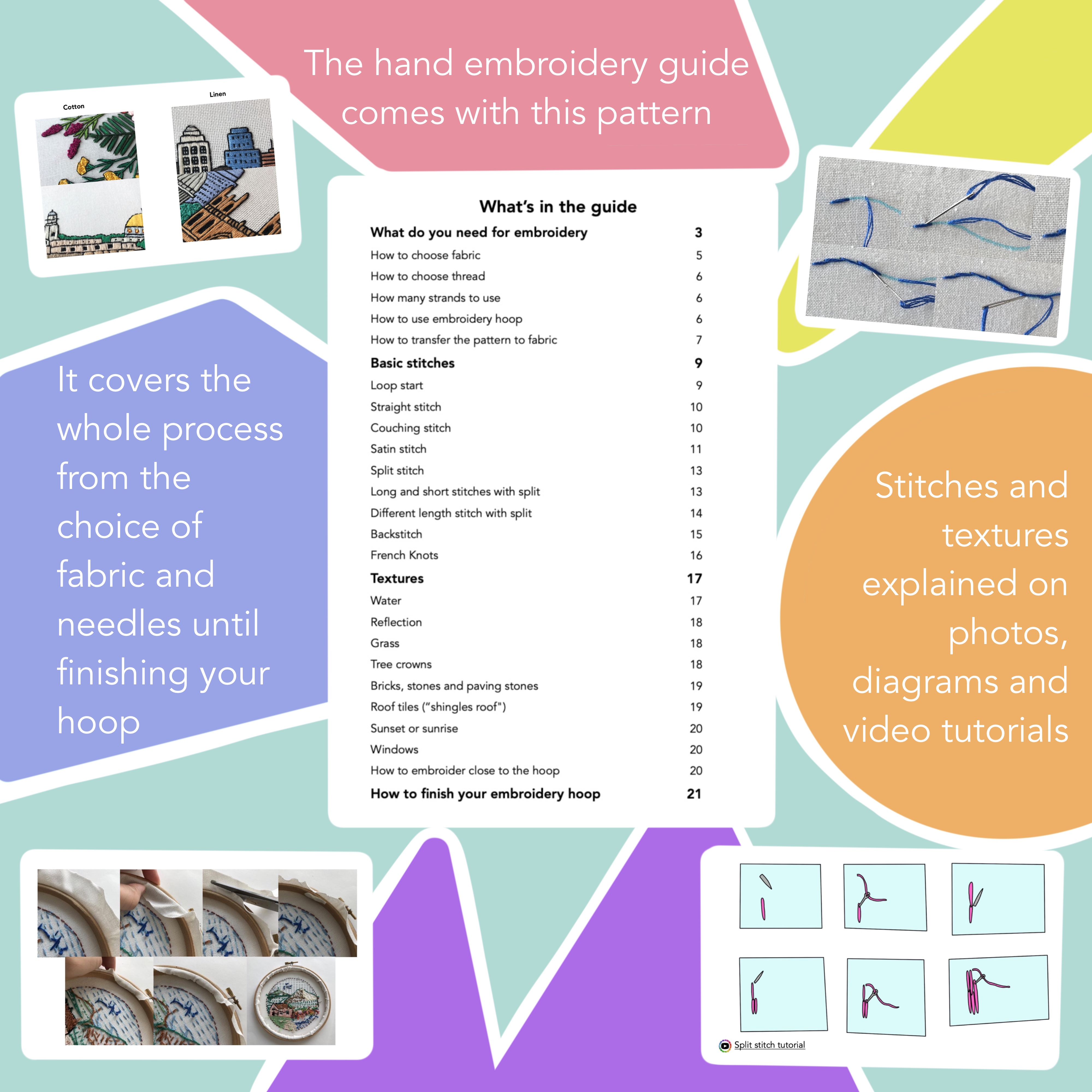 What is in the hand embroidery guide