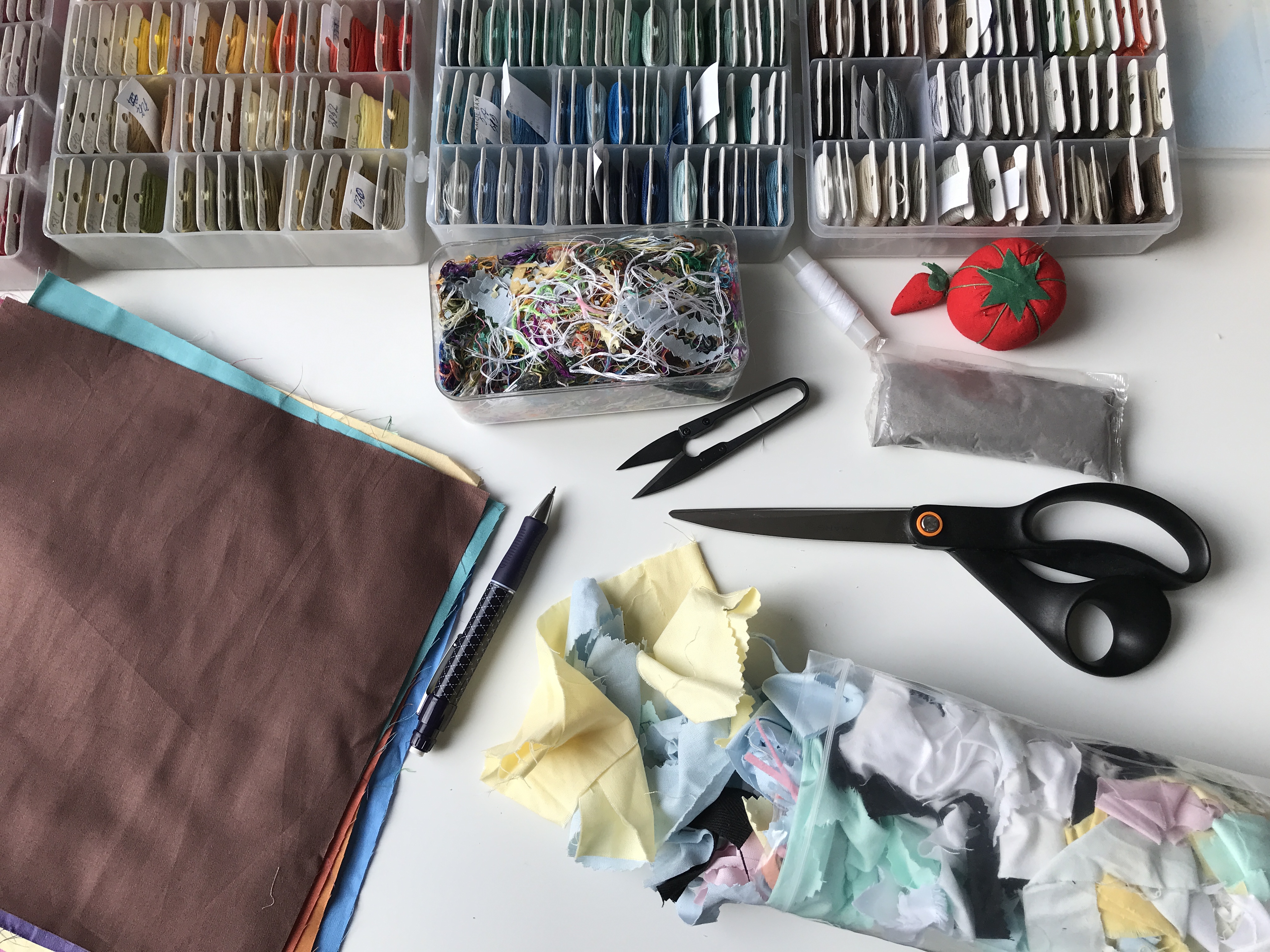 supplies used to create pin cushion