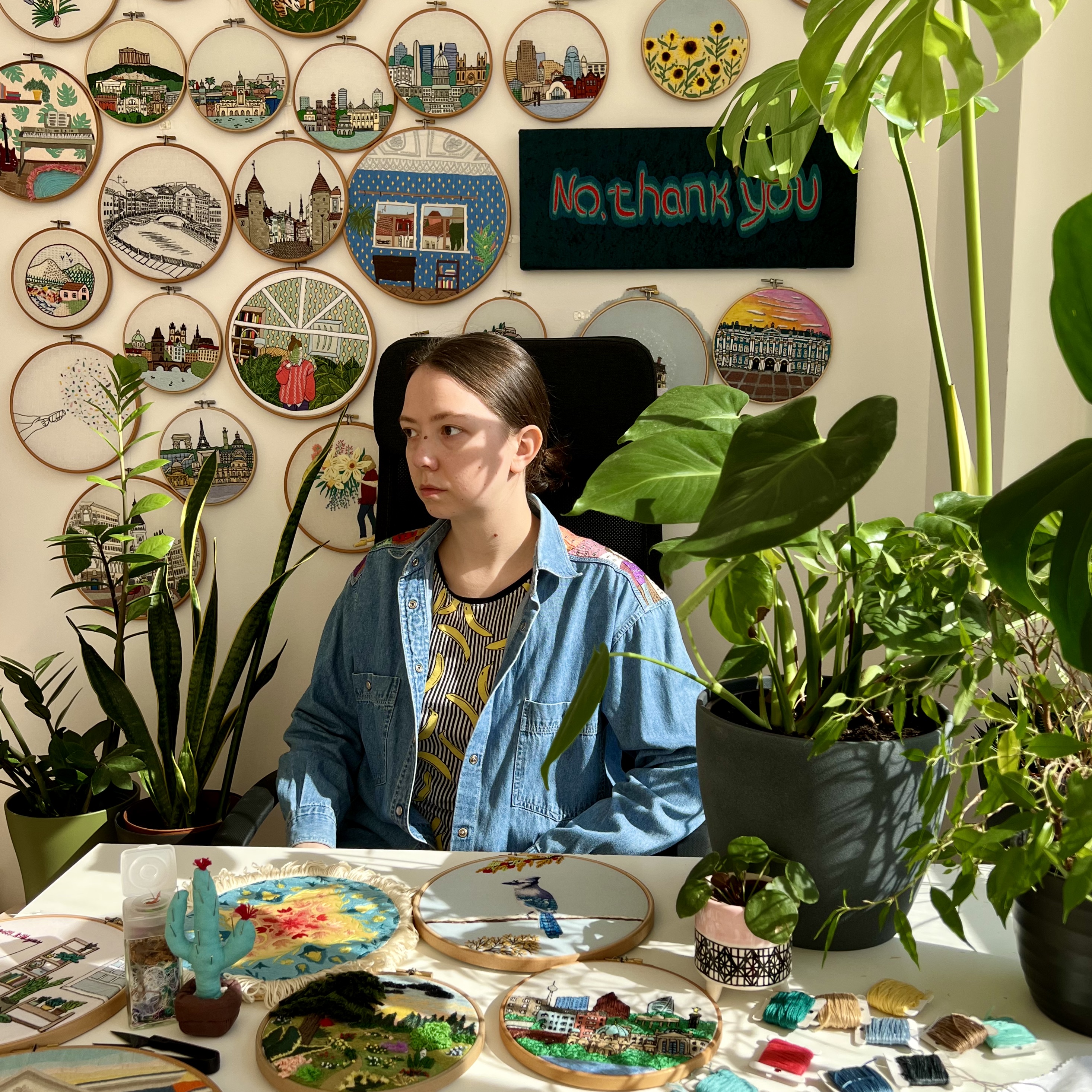 Hand embroidery artist Kseniia Guseva, also known as @faimyxstitch