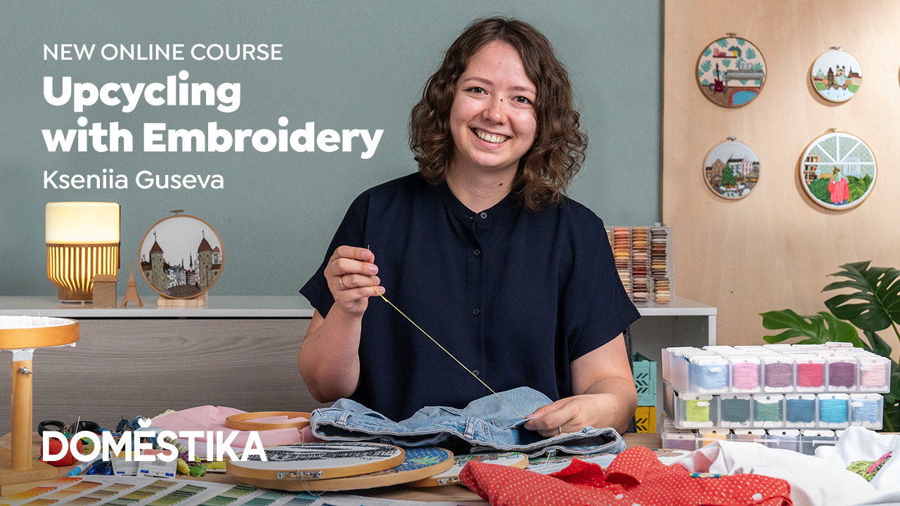 Upcycling with embroidery course on Domestika
